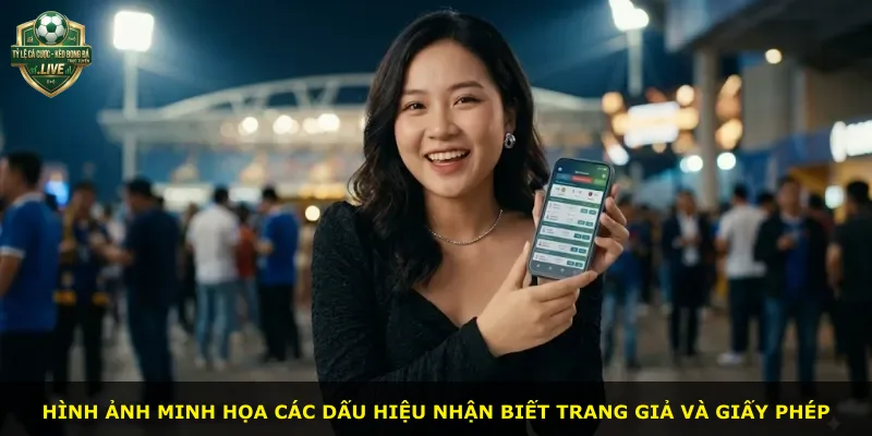 Hình ảnh minh họa các dấu hiệu nhận biết trang giả và giấy phép